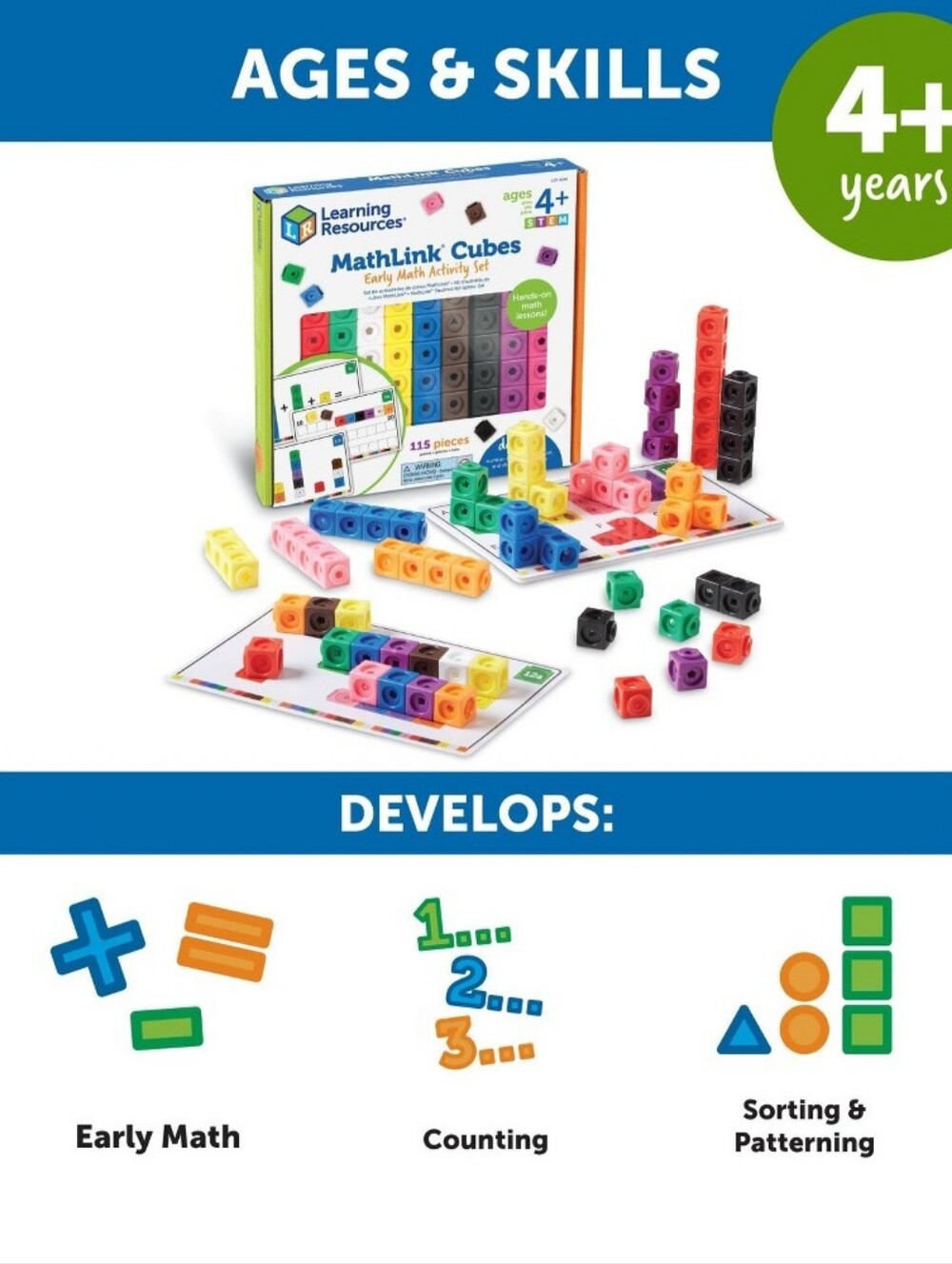 Learning Resources MathLink Cubes Early Math Activity Set 115pc LER4286 NEW NIB - Picture 9 of 11